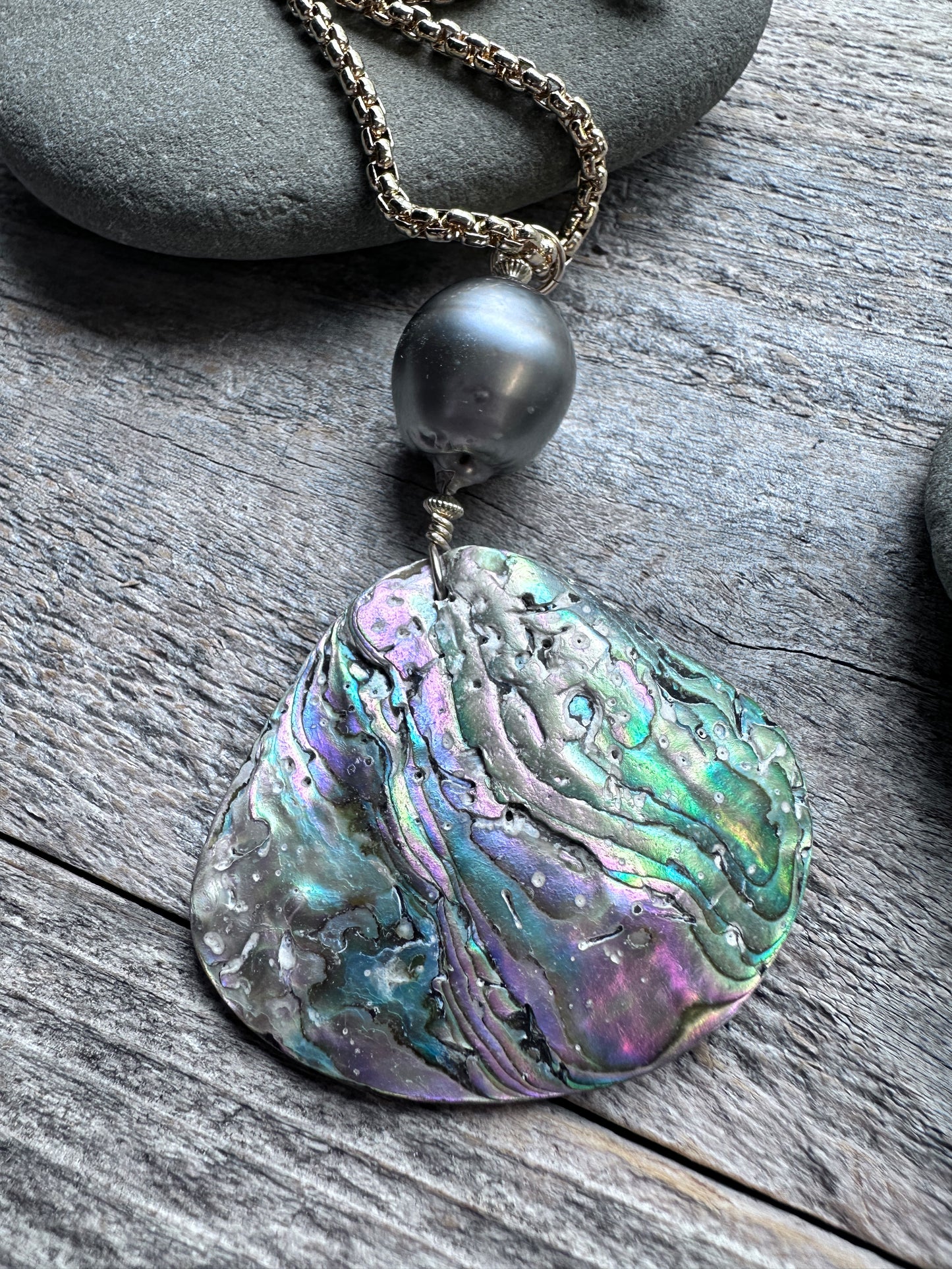 Coastal Talisman Abalone and Tahitian Pearl Necklace