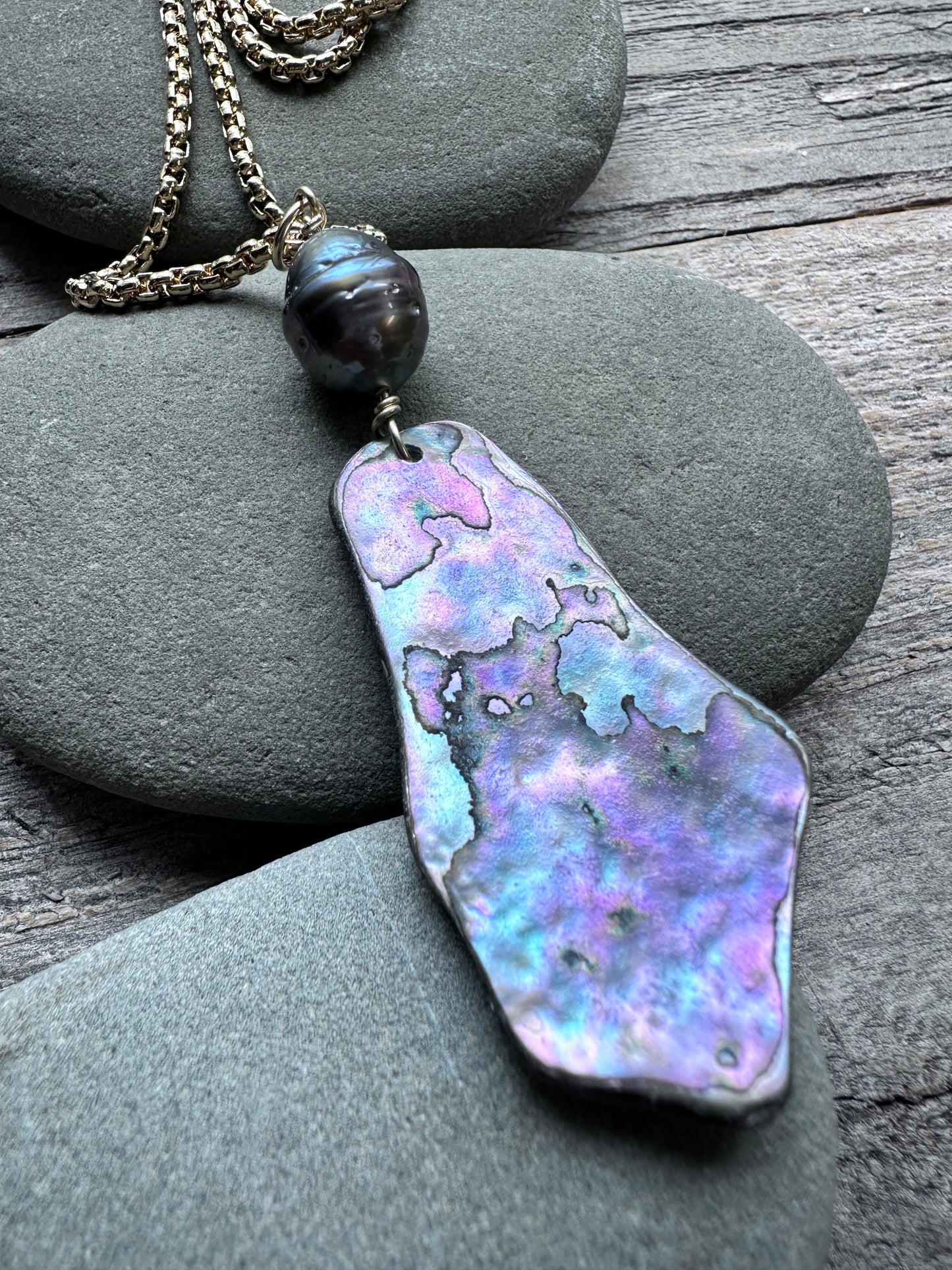 Coastal Talisman Abalone and Tahitian Pearl Necklace