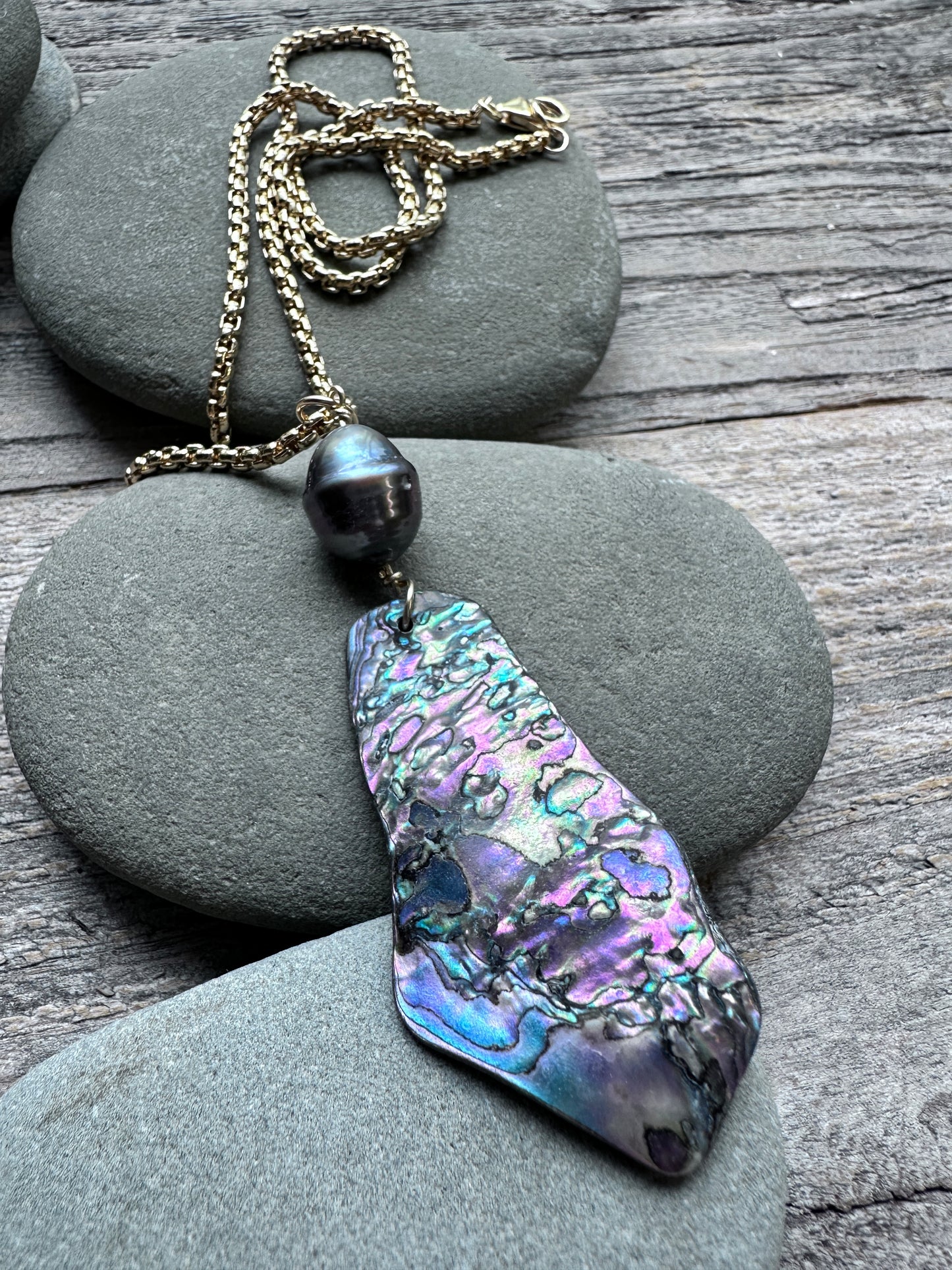 Coastal Talisman Abalone and Tahitian Pearl Necklace