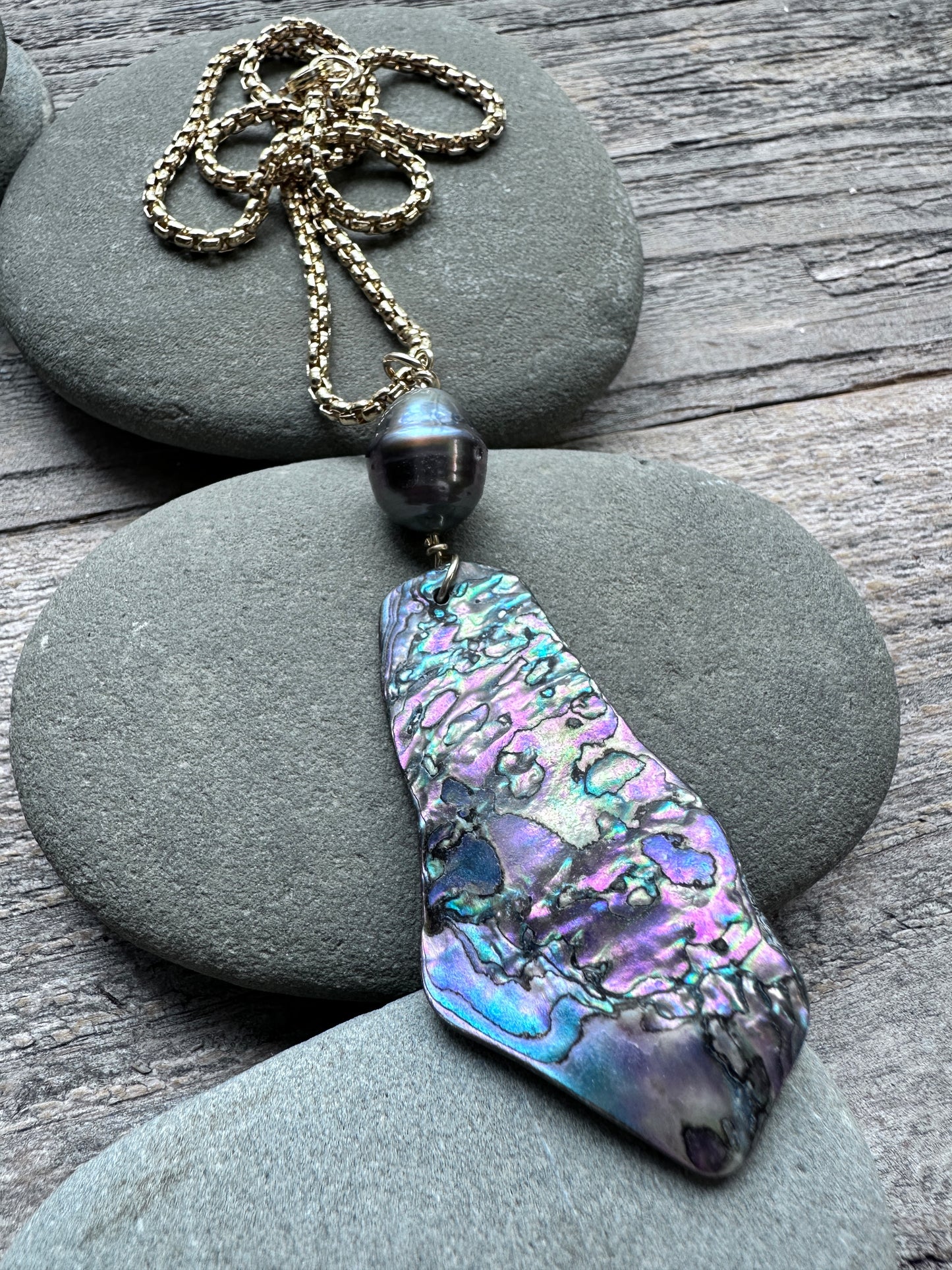 Coastal Talisman Abalone and Tahitian Pearl Necklace