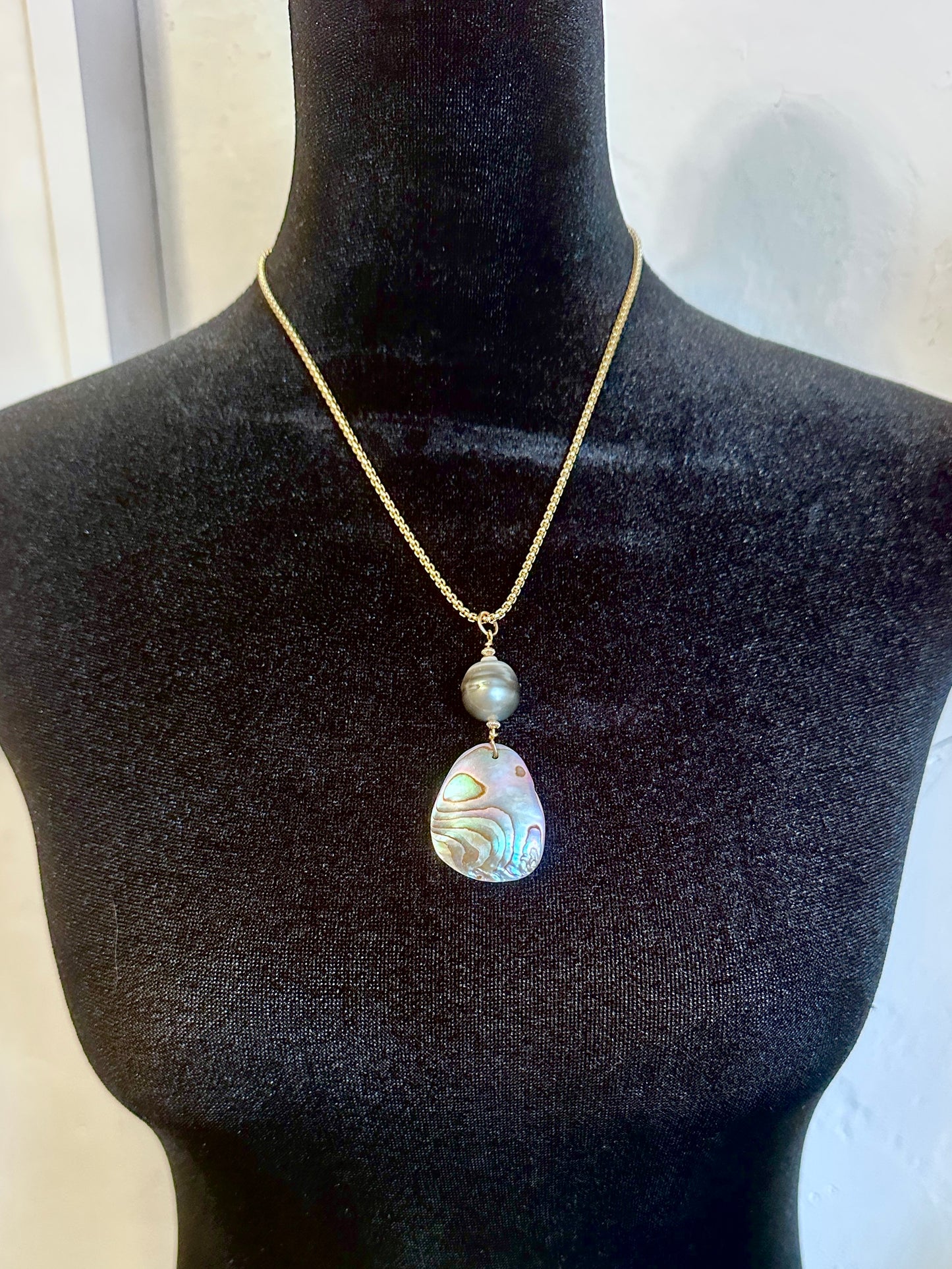 Coastal Talisman Abalone and Tahitain Pearl Necklace